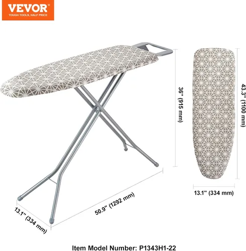 Vista 8 de VEVOR Tabla de Planchar con Superficie de Planchar Grande de 51 x 13 Pulgadas, Tabla de Planchar con 4 Capas Gruesas con Cubierta Resistente al
