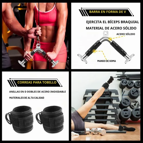Vista 6 de Accesorio para máquina de cable, accesorios de extracción LAT, accesorios de gimnasio en casa, accesorio desplegable de tríceps