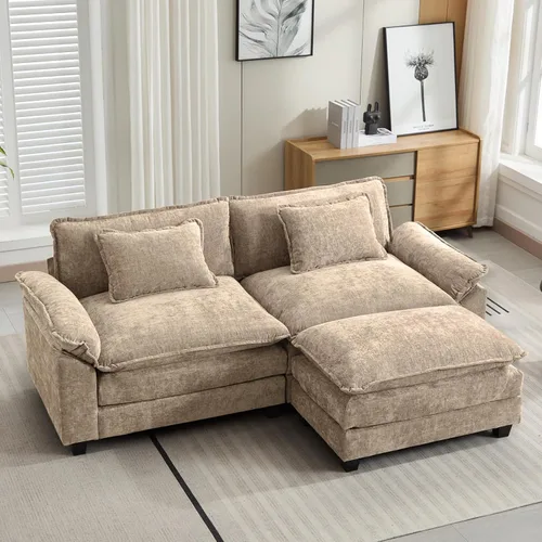 Vista 39 de Oprisen Sofá Seccional Modular, Cómodo Cloud Couch Sofá Seccional, Sofá Cama de Chenilla con Asiento Profundo con Almohadas Decorativas para Sala