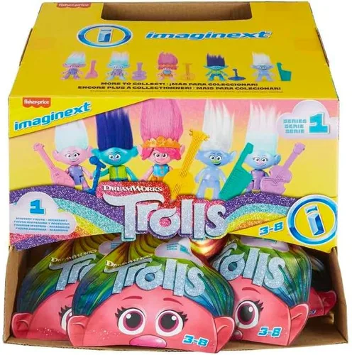 Vista 2 de Imaginext Trolls Colección de figuras de bolsa ciega con personajes y accesorios posables