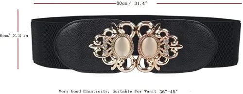 Vista 4 de Swtddy Paquete de 3 cinturones de cintura elásticos anchos vintage para mujer