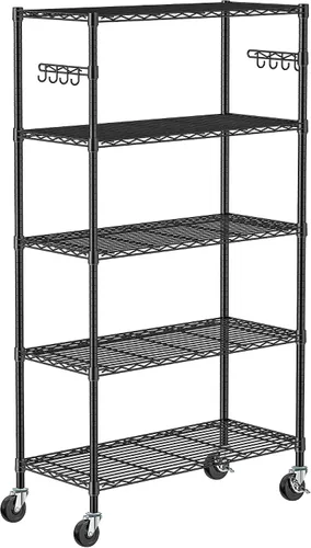 Vista 11 de Folews Estante de Metal de 3 Niveles para Almacenamiento, Unidad de Estantería de Alambre Estante de Almacenamiento Organizador Estante Utilitario