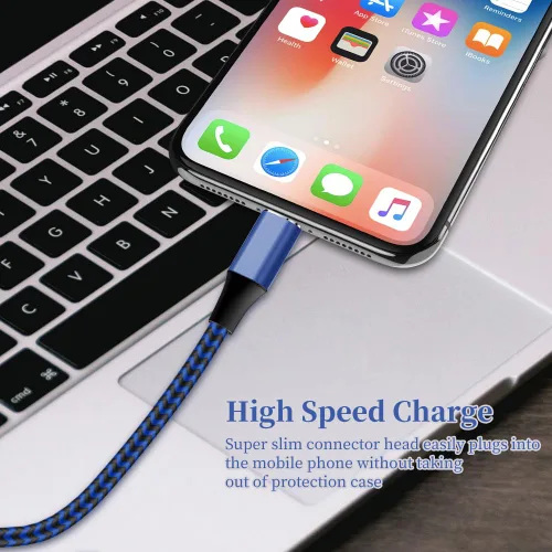 Vista 6 de Cable de carga para iPhone [certificado Apple MFi] Lightning 6PACK-3/3/6/6/6/10 pies, cable de carga de nailon trenzado de alta velocidad