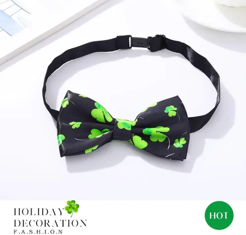 Vista 3 de JEWEKY Pajarita del día de San Patricio, lazos de trébol, ajustable, accesorio de ropa para fiestas rave para mujeres y hombres