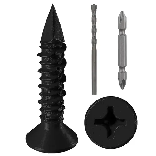 Vista 17 de Wensilon 49 piezas) Kit de ancla de tornillo para hormigón de 1/4" con cabeza plana azul para anclar a mampostería, bloque o ladrillo estuco