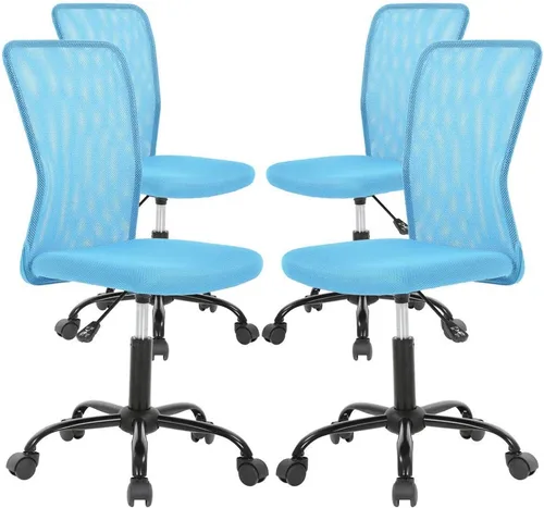 Vista 13 de Silla de oficina, silla de computadora con soporte lumbar, ergonómica, respaldo medio, malla ajustable, altura ajustable, silla giratoria sin Negro