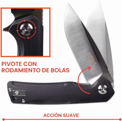 Vista 4 de Firebird GANZO FH91-BK Cuchillo plegable de bolsillo con rodamiento de bolas, hoja de acero D2, mango ergonómico G10 antideslizante con clip Negro