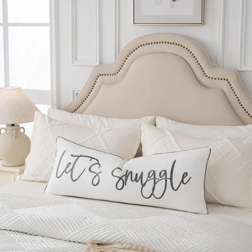 Vista 23 de Sunkifover Let's Snuggle - Funda de almohada decorativa, 18 x 18 pulgadas, algodón bordado en blanco y negro, funda de almohada para cama