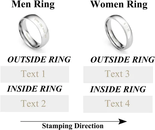 Vista 4 de Juego de anillos de acero inoxidable para parejas personalizado para él y ella, amor real, collares de compromiso, boda, día de San Valentín