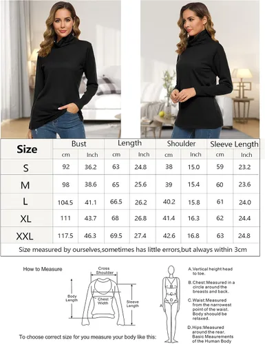 Vista 6 de LOMON Suéter básico de manga larga con cuello alto térmico para mujer