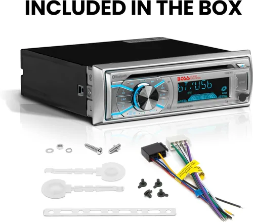 Vista 5 de BOSS Audio Systems MR500UABS Estéreo Marino para Barco – DIN Sencillo, Bluetooth, Reproductor de CD DVD, Receptor de Radio AM/FM, USB Blanco