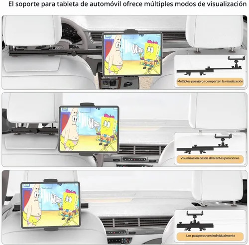 Vista 3 de Soporte universal para tablet para reposacabezas para accesorios de automóvil, hecho de aluminio de grado aeronáutico, soporte universal para tablet