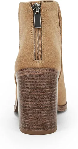 Vista 4 de Botines de tacón medio apilados para mujer, con cremallera trasera, puntera puntiaguda, botines acogedores
