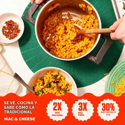Vista 3 de Banza Shells & White Cheddar Mac and Cheese - Macarrones con queso alto en proteínas, sin gluten y bajo en carbohidratos, 5.5 onzas
