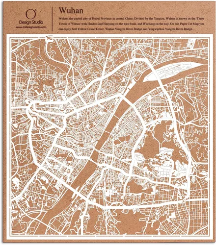 Vista 134 de O3 Design Studio Aberdeen - Mapa de papel cortado en papel blanco de 12 x 12 pulgadas