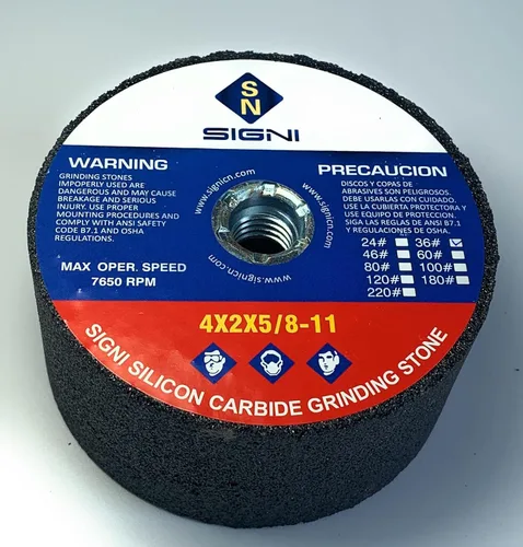 Vista 16 de SIGNI Piedra de molienda de carburo de silicio de 4 pulgadas con eje de 5/8 para moler mampostería (grano 24)