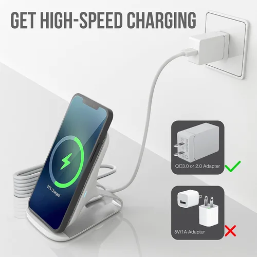 Vista 7 de Cargador inalámbrico rápido, soporte de carga inalámbrico de 10 W Max con certificación Qi compatible con iPhone 16/15/14/13/12/11 Max/Pro/Mini/SE