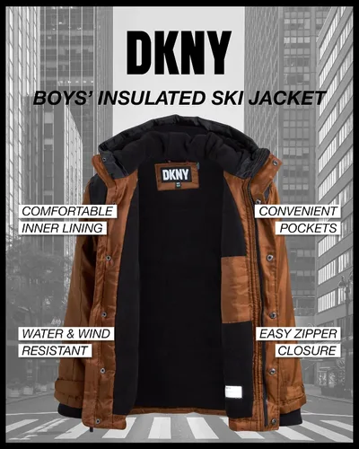 Vista 3 de DKNY Abrigo de invierno para niños Parka pesada aislada Chaqueta de esquí resistente a la intemperie (8-20)