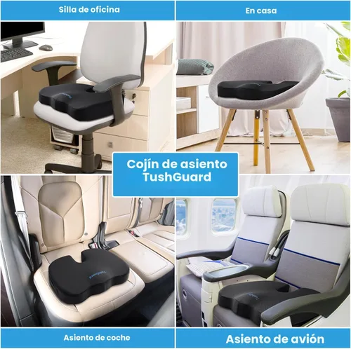 Vista 7 de TushGuard - Cojín de asiento para silla de oficina de espuma viscoelástica antideslizante con respaldo, almohada de alivio para silla de oficina