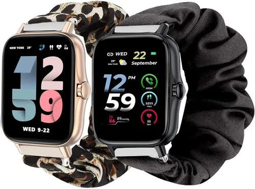 Vista 3 de Correa de repuesto compatible con ANDFZ Smartwatch ANDFZ, banda elástica de tela Lamshaw para mujer, compatible con ANDFZ T42 1.72/Geelyda Y20