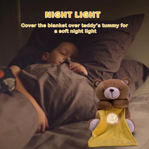 Vista 6 de BEREST Oso de sueño recargable para bebé, proyector de luz nocturna para decoración de guardería, sensor de latido del corazón de la madre, máquina