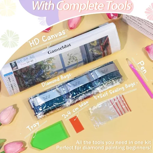 Vista 7 de Gamteldot 3 kits de arte de diamantes para adultos, kits de pintura de diamantes enanos para principiantes, arte de diamantes 5D para bricolaje