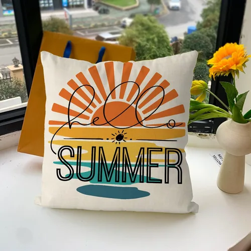 Vista 4 de GAGEC Fundas de almohada de verano de 18 x 18 pulgadas, fundas de almohada simples de arte de sol, decoración de casa de campo de verano para sofá