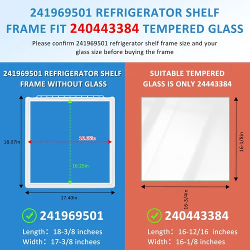 Vista 2 de ACTUALICE 241969501 Marco para estante de refrigerador sin vidrio Compatible para Frigi.daire 241969501/Pieza de Frigi.daire 241969501
