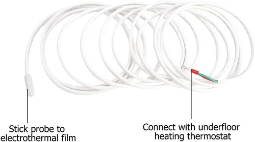 Vista 3 de Milltrip Sonda del sensor del termóstato de la calefacción por suelo radiante, cable de sonda del sensor del sensor de temperatura del piso