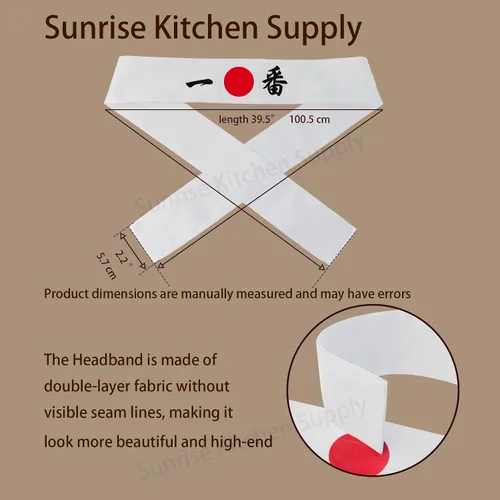 Vista 49 de Sunrise Kitchen Supply - Diadema de karate japonesa para chef de sushi hachimaki, 2 piezas