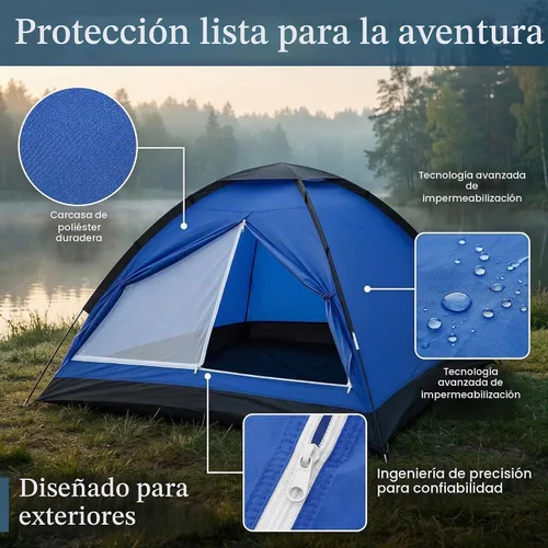 Vista 5 de XL Camping Tent 1/2 Person Small Tents Lightweight Waterproof Adult Compact Outdoor Shelter for Hiking,Fishing,Beach - Durable Tents for