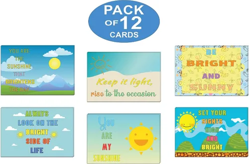 Vista 2 de Creanoso Happy Thoughts Positive Quotes Postales (paquete de 12) – Juego de tarjetas de notas surtidas a granel – Tarjetas de felicitación