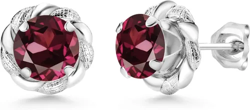 Vista 394 de Gem Stone King Aretes de plata de ley 925 de 0.236 in con piedra natal redonda para mujer