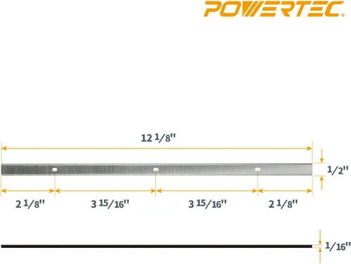Vista 4 de POWERTEC 128042 Cuchillas cepilladoras de 12 pulgadas para maquinaria central 95082, juego de 2