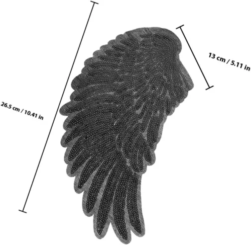 Vista 2 de 2pcs Black Sequin Angel Wing Patches Embroidered Applique DIY Clothing Decor Craft Accessories for Jackets and Garments