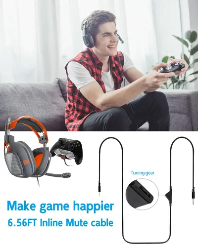 Vista 6 de Cable de PVC de repuesto para Astro A40 compatible con auriculares Astro A40 A40TR A10, cable auxiliar con control de volumen, compatible