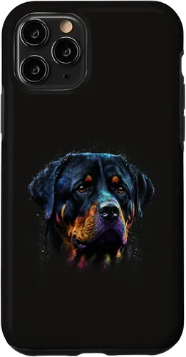 Vista 29 de Rottweiler Dog Face Watercolor Colorful Art Hand Drawn Case for iPhone 17