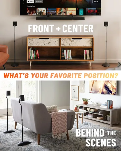 Vista 3 de ECHOGEAR Soportes universales para altavoces, altura ajustable con compatibilidad universal, funciona con Vizio, Klipsch, Bose y más, incluye
