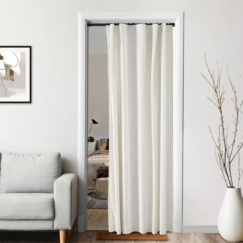 Vista 15 de XTMYI Paneles de Cortinas de Puerta Opacas de Terciopelo para Dormitorio, Aislamiento Térmico de Invierno Cálido con Pestaña Trasera y Bolsillo