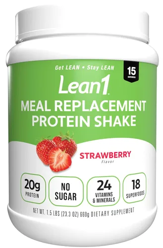 Vista 8 de LEAN1 polvo de proteína de reemplazo de comida, sabor chocolate, tubo de 15 porciones