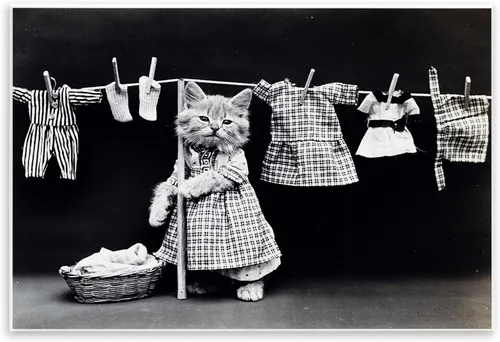 Vista 9 de Gatito Hace La Lavandería' Arte en Lienzo Stupell Industries 20 x 16 pulgadas, fácil de colgar y resistente, fabricado en Estados Unidos, por
