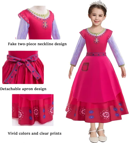 Vista 4 de Wish Asha - Disfraz de princesa para niñas, trajes de cosplay con accesorios para fiestas de Navidad