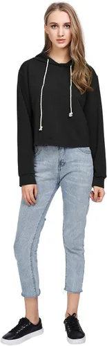 Vista 6 de MakeMeChic - Sudadera de manga larga casual, con capucha y de longitud corta, para mujer