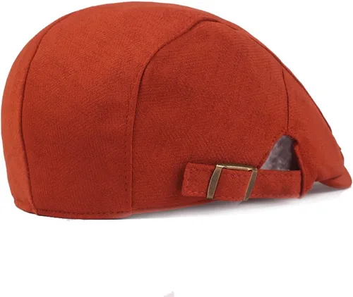 Vista 3 de Mongous Gorro de boina de algodón de color sólido para hombre, gorra de tweed plana de espiga