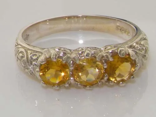 Vista 4 de Anillo de plata de ley 925 con citrino auténtico para mujer