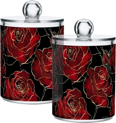 Vista 39 de Juego de 2 dispensadores de bastoncillos de algodón de mármol turquesa, recipiente de almacenamiento para baño, tapa de plástico acrílico, frasco