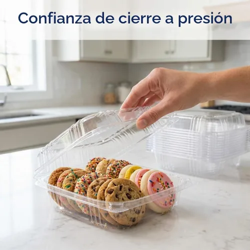 Vista 5 de Mr Miracle - Envases de almeja de plástico transparente desechables, resistentes a fugas y duraderos para entregas como Uber Eats, ideales
