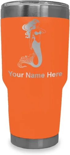 Vista 15 de LaserGram Vaso aislado al vacío de 20 onzas, sirena, grabado personalizado incluido (negro)
