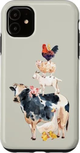 Vista 8 de Cute Animals Cow Chicken Pig Farmer Animal Lover Case for iPhone 17