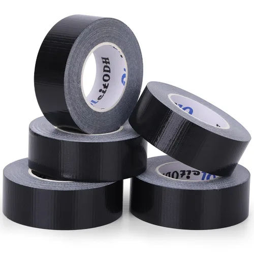 Vista 9 de Paquete de 5 mini cintas adhesivas negras de 1 pulgada x 75 yardas, tamaño de bolsillo, resistente, impermeable, sin residuos que se rompan a mano